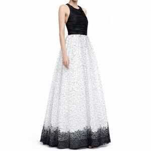 Alice + Olivia Ecenia White and Black Formal Ball Gown